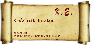 Kránik Eszter névjegykártya